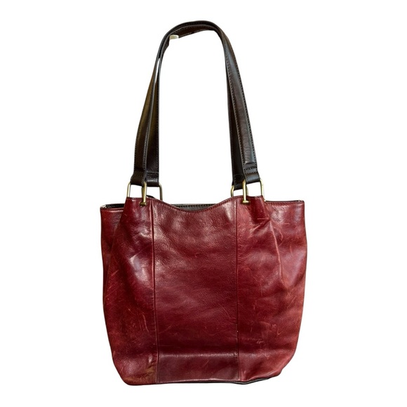 TIGNANELLO Leather Deep Red/ Burgundy Handbag Tote with Two Straps - Picture 1 of 13